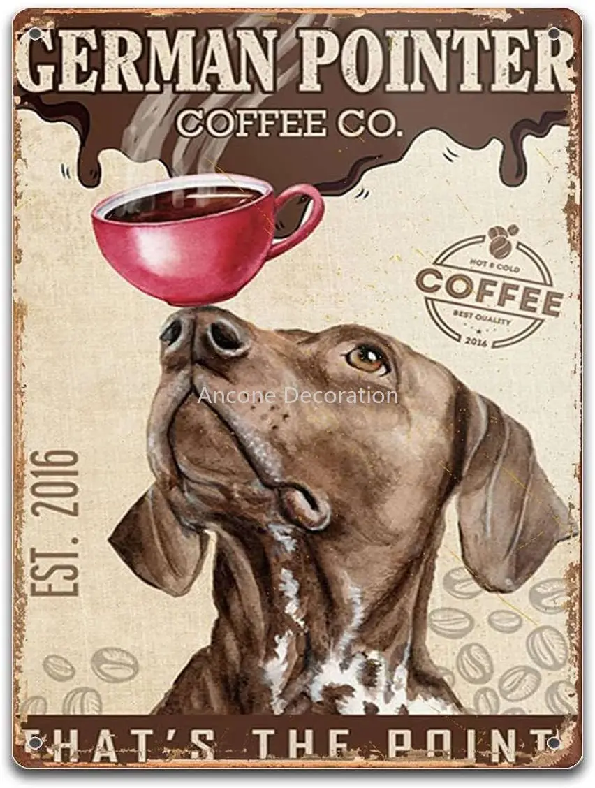 

Gift for German Short Haired Pointer Lovers Poster Pointer Coffee Poster Wall Art Coffee Shop Bathroom Home Decor Vintage Bar
