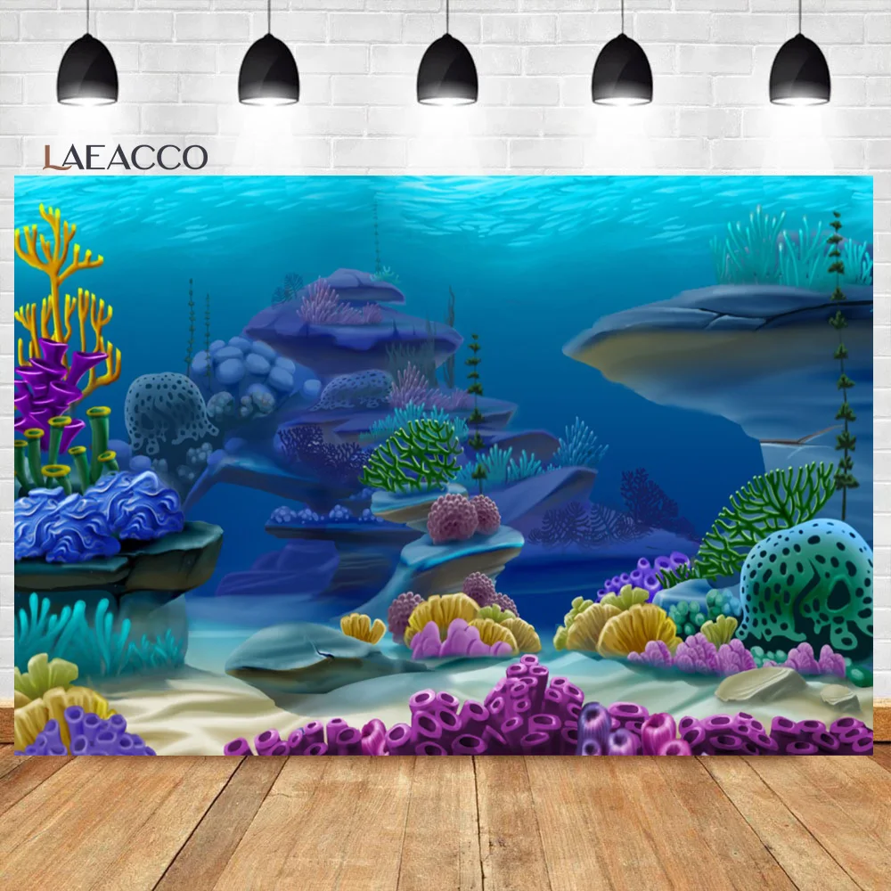 Little Mermaid Newborn Photo Background Underwater World Coral Seaweed Birthday Photography Backdrop For Photo Studio