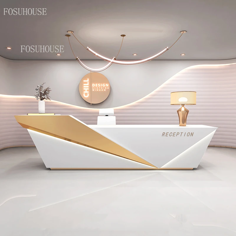 Simple Modern Company Beauty Salon Reception Desks Barber Shop Reception Desk Office Furniture Light Luxury Commercial Bar Table