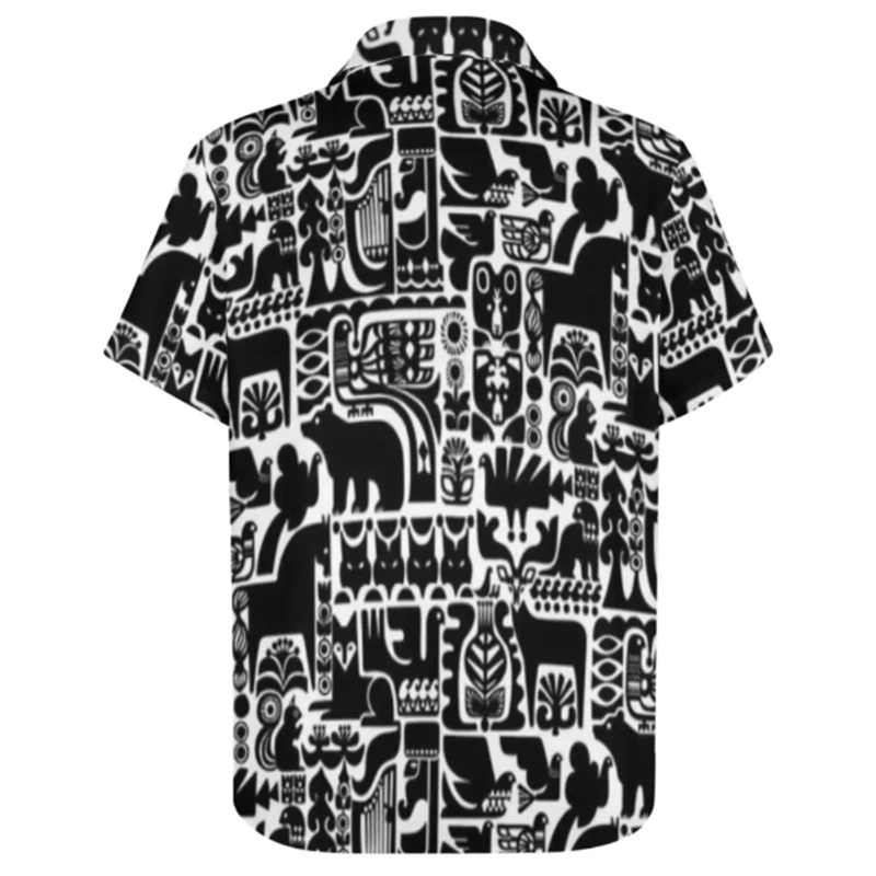 Summer trendy floral shirt men's short-sleeved simple European fashion casual thin shirt loose graffiti