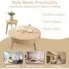 2-Piece Solid Wood Coffee Table Set, Rustic Round Farmhouse End Tables for Living Room, 31x31x16 in 6