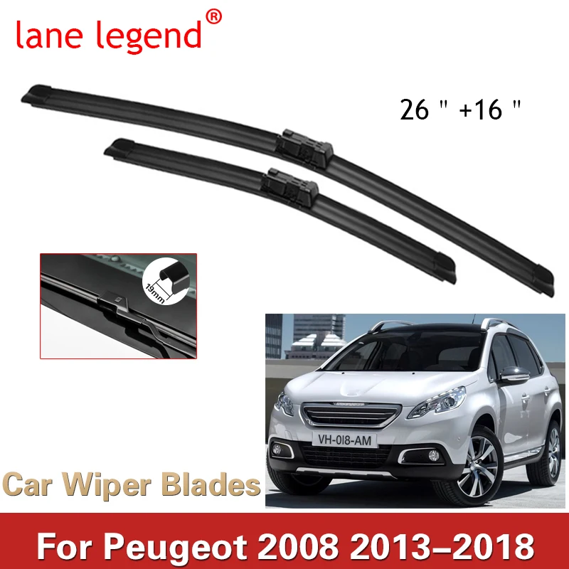 

Car Wiper LHD Front Wiper Blades Set For Peugeot 2008 2013 2014 2015 2016 2017 2018 Windshield Windscreen Window 26"+16"