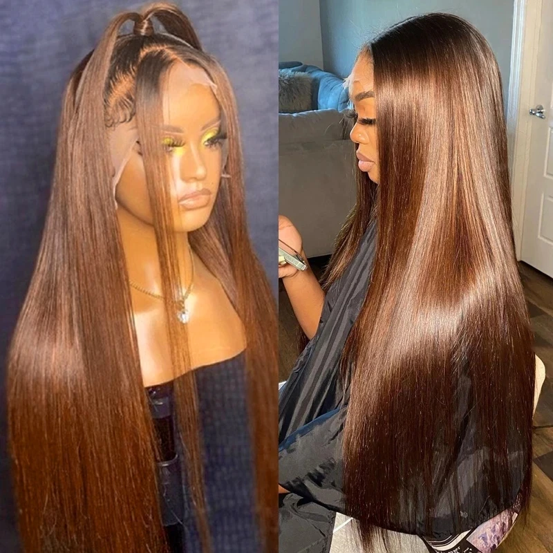 

Brown 13x6 Lace Frontal Wig 13x4 Chocolate Brown Lace Front Wigs Human Hair Brown Wigs Bone Straight Human Hair Wigs For Women
