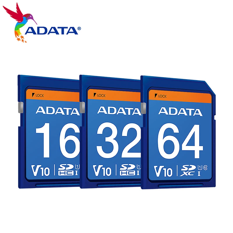 ADATA Premier SD Card 64GB SDXC 32GB 16GB SDHC U1 C10 UHS-I Memory Card V10 Video Speed 100MB/S Ultra HD for Digital Camera