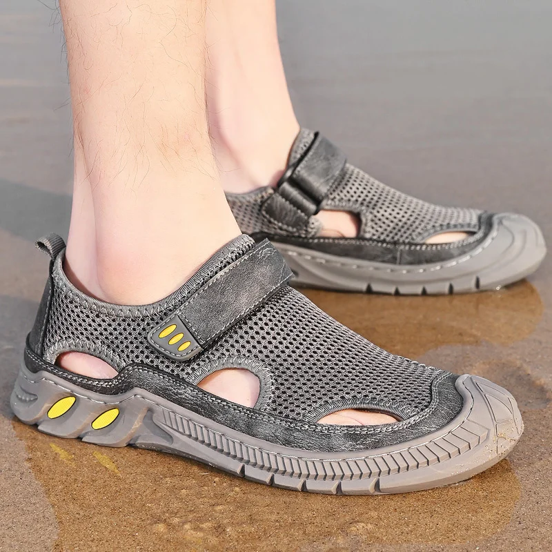 Mens Hiking Sandals Outdoor Sports Summer Shoes Low Heel Sliders Sandals Summer Men's Beach Shoes_voghion.com
