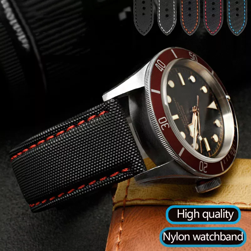 

20mm 22mm 24mm Nylon Leather Watchband For Tudor Black Shield Breitling Tissot Starfish Men Women Canvas Fabric Watch Strap