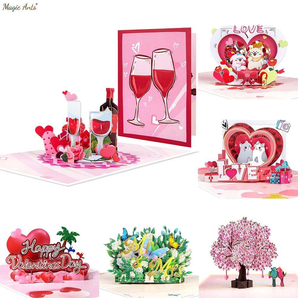Greeting cards 3D Love Pop Up Card for Valentine's Day Wedding Invitations Anniversary Wife Husband