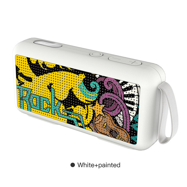 Graffiti Painted Mini Wireless Bluetooth 5.0 Speaker Bass Portable HiFi Subwoofer Sound Box Support TF Card FM Radio