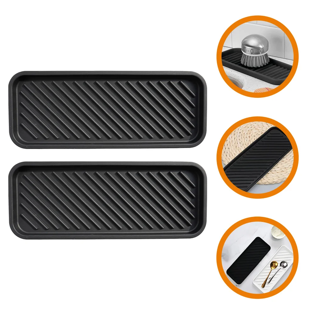 

2 Pcs Bathroom Countertop Tray Tabletop Storage Multifunction Built God Tough Silicone Organizer Silica Gel Cosmetics Plate