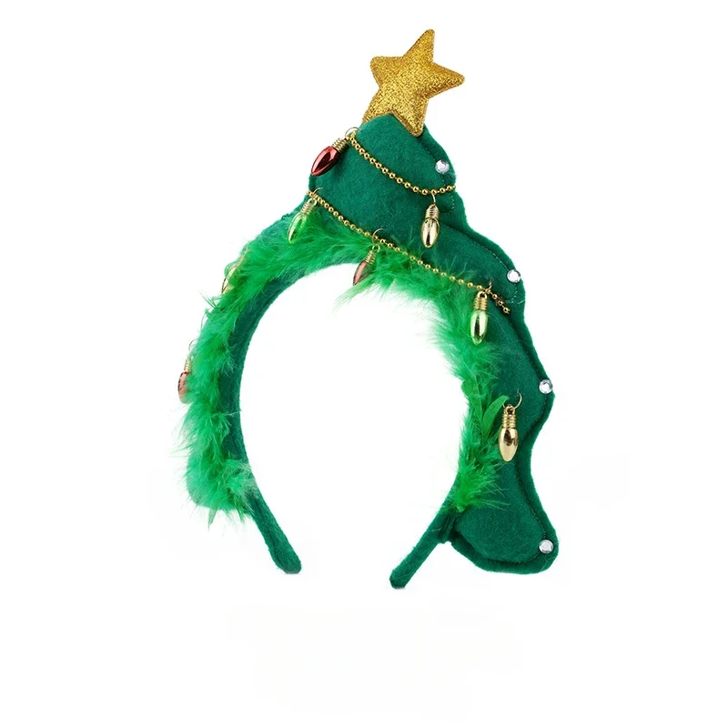 

New Fabric Craft Christmas Tree Headband Hair Accessories Autumn and Winter Atmosphere Party Hairband Women
