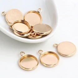 Multi - Size Bronze and Silver Plated High - Quality Iron Cameo Pendant Trays in 7 Colors - 8mm x 50pcs (KC Gold)