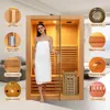 Wooden Steam Sauna Room, 2 Person Canadian Hemlock Luxurious Indoor Sauna with 3 KW Harvia Stove Heater, Bluetooth Speaker 5