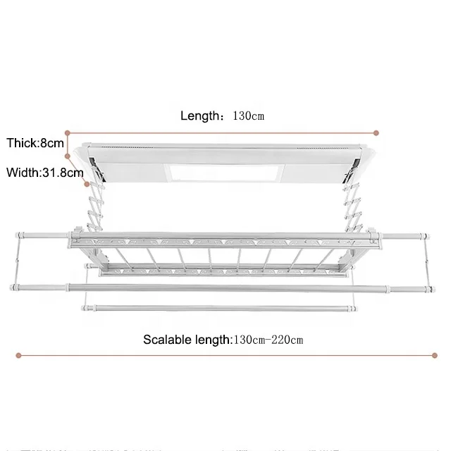 

Quick Dry Ceiling Clothes Drying Rack Full Aluminum Balcony Electric Smart Customized Ceiling Mounted Clothes Hangers