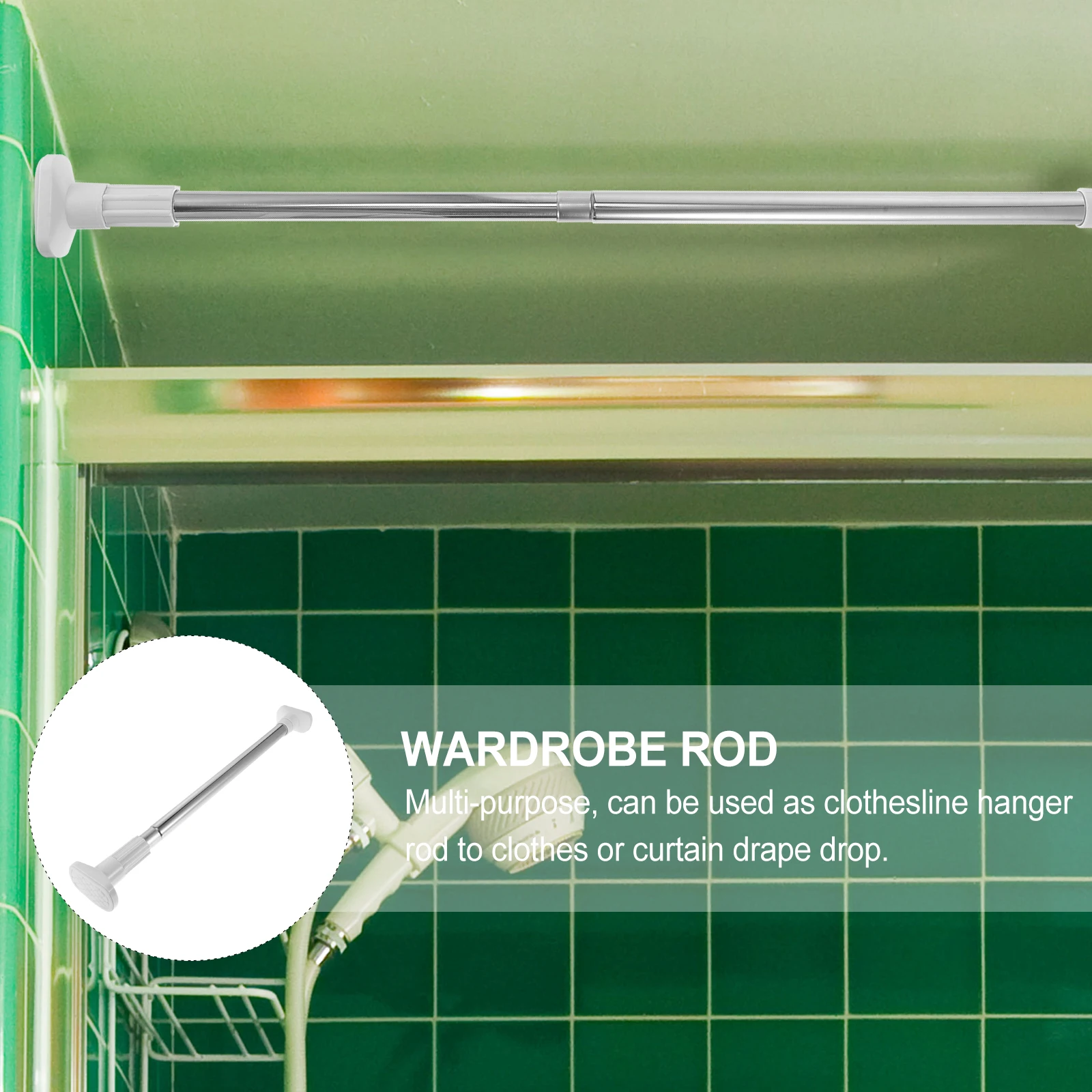 80Cm Adjustable Telescopic Hanger Rod Stainless Steel Clothesline Bar Drying Support Wardrobe Closet Bathroom Shower Curtain - Image 2