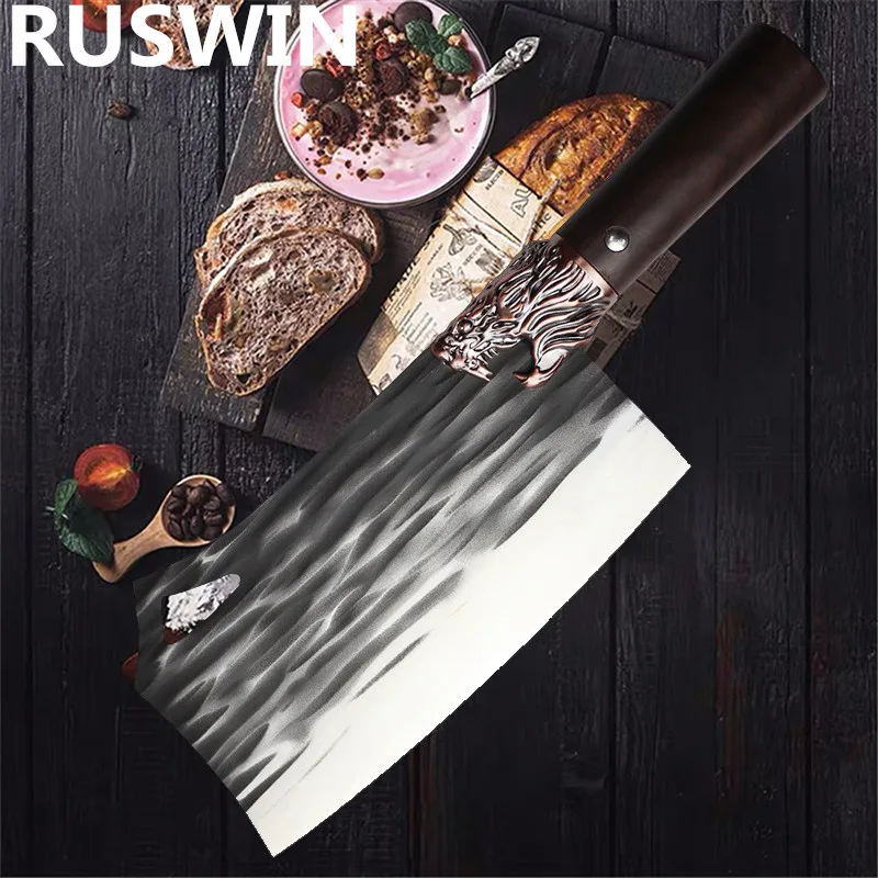 

Forged Butcher Knife Full Tang Handmade High-carbon Clad Steel Kitchen Knives Cleaver Filleting Slicing Cutter Chopping Knife