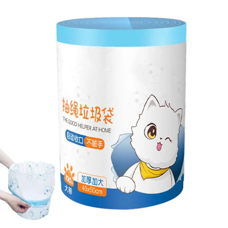 

Drawstring Garbage Bag Portable 100pcs Thickened Waste Bags with Automatic Closing for Bathroom Kitchen Household supplies