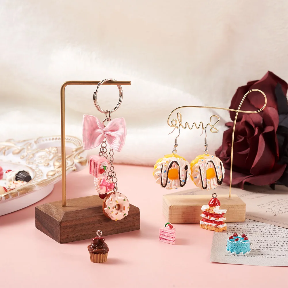 80Pcs Imitation Food Resin Pendants With Platinum Plated Iron Loops Dessert Charms For Women Earrring Jewelry Making Accessories