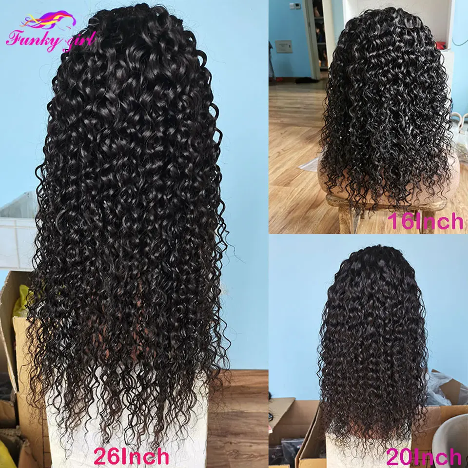 Human Hair Wig 13x4 Lace Front Curly Water Wave Natural Colored Baby Hair Brazilian Black Women