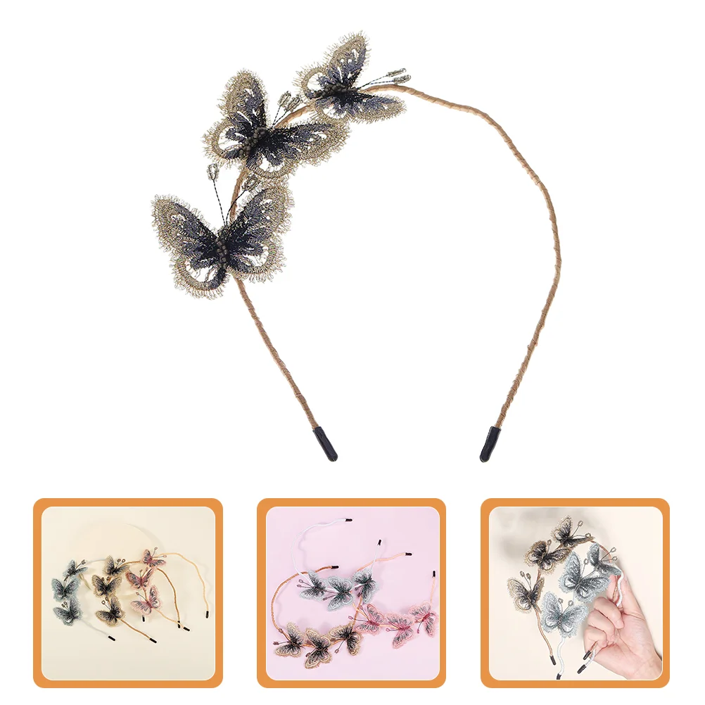 

Butterfly Embroidered Headband Party Hair Decor Butterflies for Bands Vintage Decorative Hairband Creative Headdress Nylon