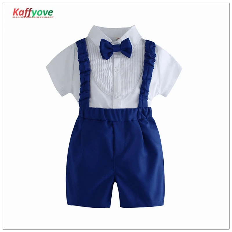 

Baby Boy Summer Clothes Sets Formal Kids 1-6 Yrs Wedding Birthday Handsome Pageant Soild Kids Outfits Summer TShirt Pant Outfits