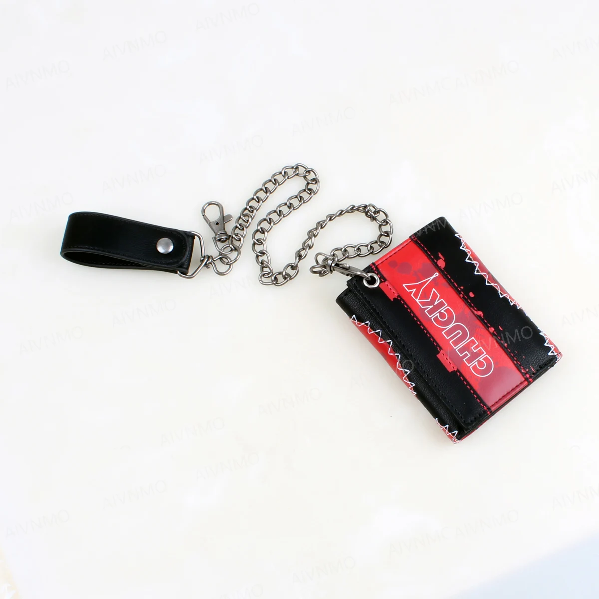 Men's Three-Fold Wallet with Chain - Custom Embroidered Luminous Card Holder