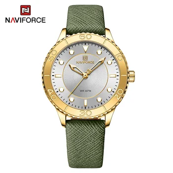 ساعة يد نسائية NAVIFORCE حزام من الجلد، مقاومة للماء نموذج 5020 13