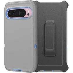 Premium 3 - IN - 1 Military Grade Rugged Phone Case - Shockproof and Durable with Clip for Google Pixel 8 Pro (GRAY)