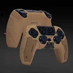 Pink Cat Paw Silicone Protective Case for PS5 Controller with Thumb Grip Cap (Brown)