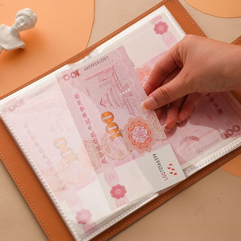 PU Leather Budget Binder Notebook Cash Envelopes System Binder Pockets Money Budget Saving Bill Organizer Money Clip leather bill organizer
