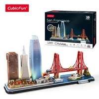 CubicFun 3D Metal Puzzles For Kids Adults LED San Francisco City Architecture Model, Golden Gate Bridge,555 California Street 1