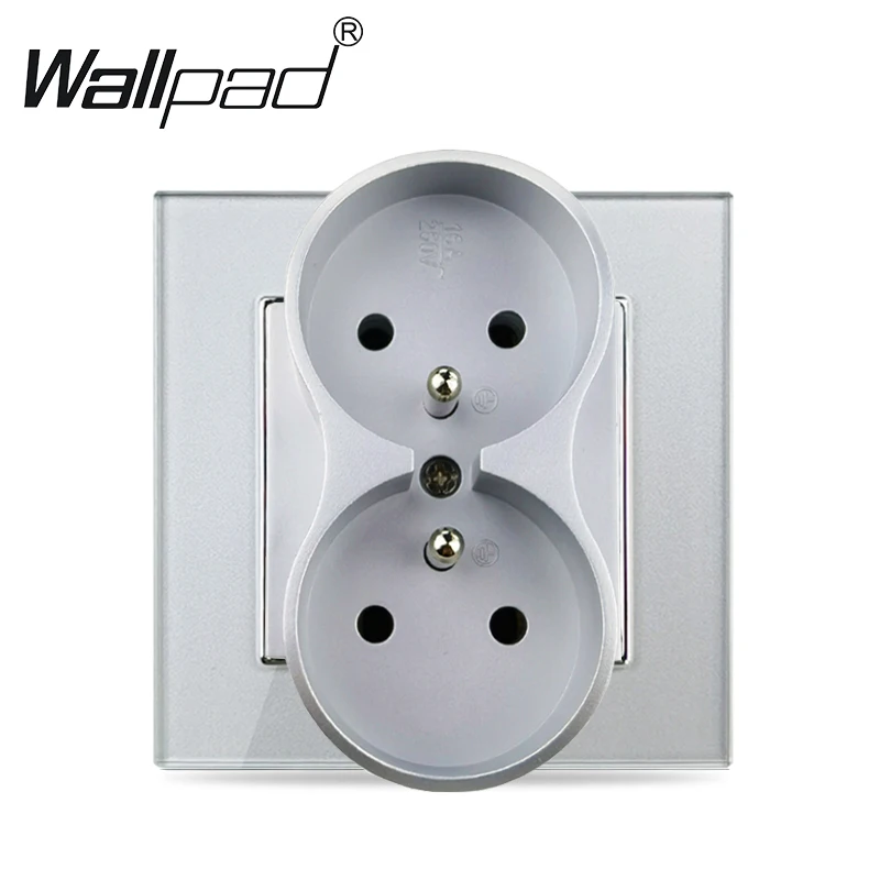 European Standard Dual Power Outlets with Glass Panel - White & Black Finish