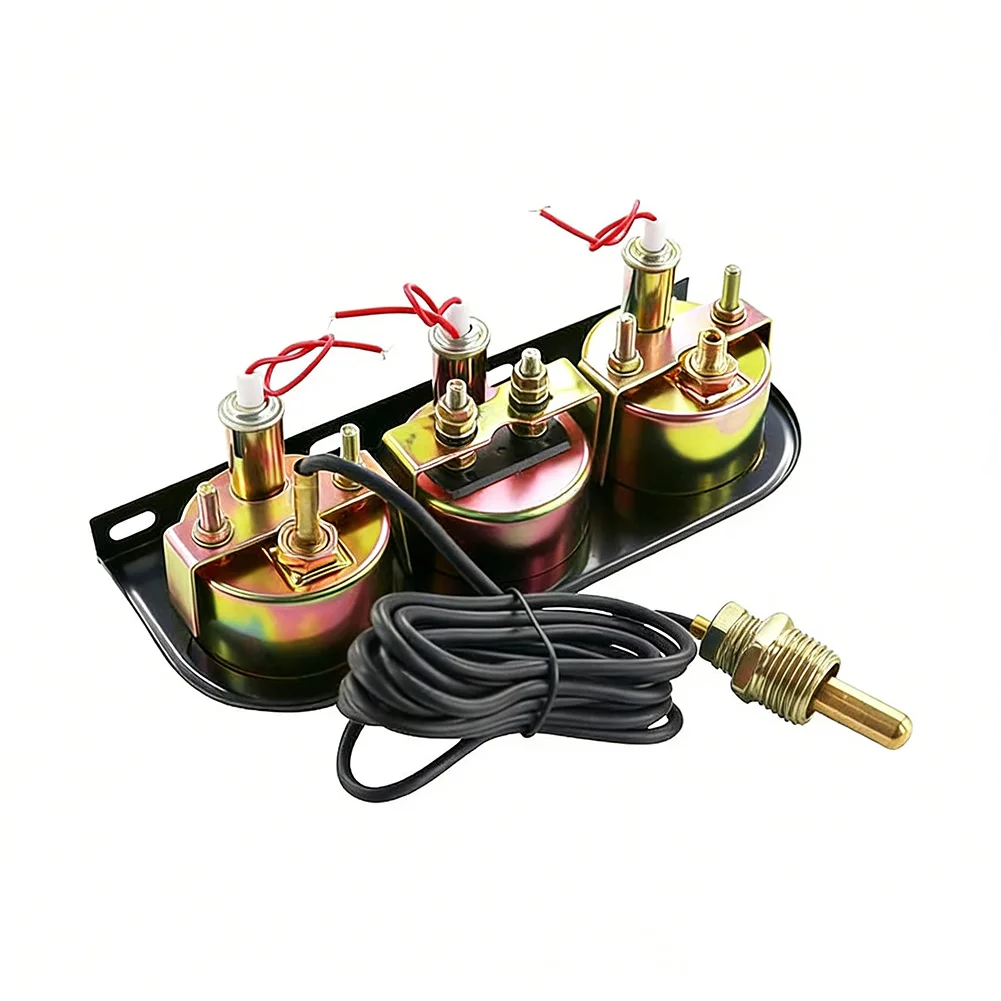 52mm 24V 트리플 게이지 클러스터 클래식 기계식 포인터 수온 오일 압력 연료 레벨 트럭 대시보드 장착용