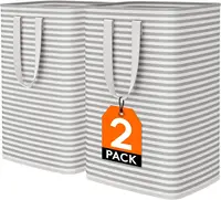 2 Pack 75L Laundry Hamper Large Collapsible Laundry Baskets Freestanding Waterproof Clothes Hamper in Laundry Room Bedroom 1