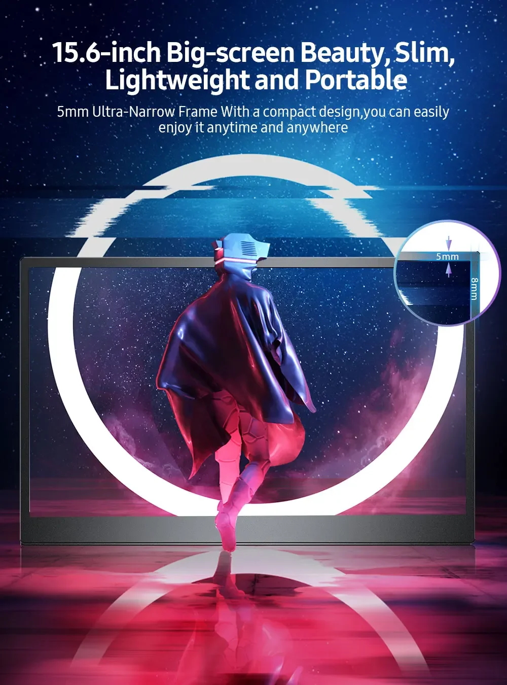 UPERFECT 15.6 ġ ġũ ޴  USB-C, ܺ ȭ, 1920*1080 FHD ǻ Ʈ ÷,  CŸ ̴ HD
