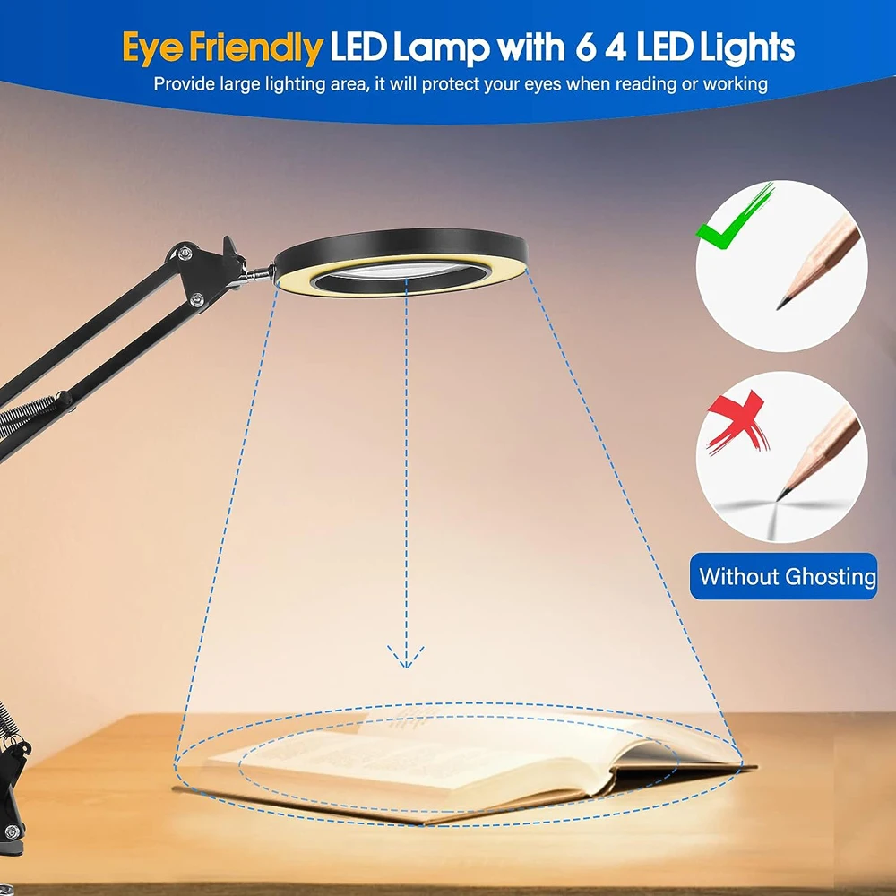 40 LED Desktop Magnifying Lamp 5X 10X Magnifier Light Daylight Craft Glass  Table