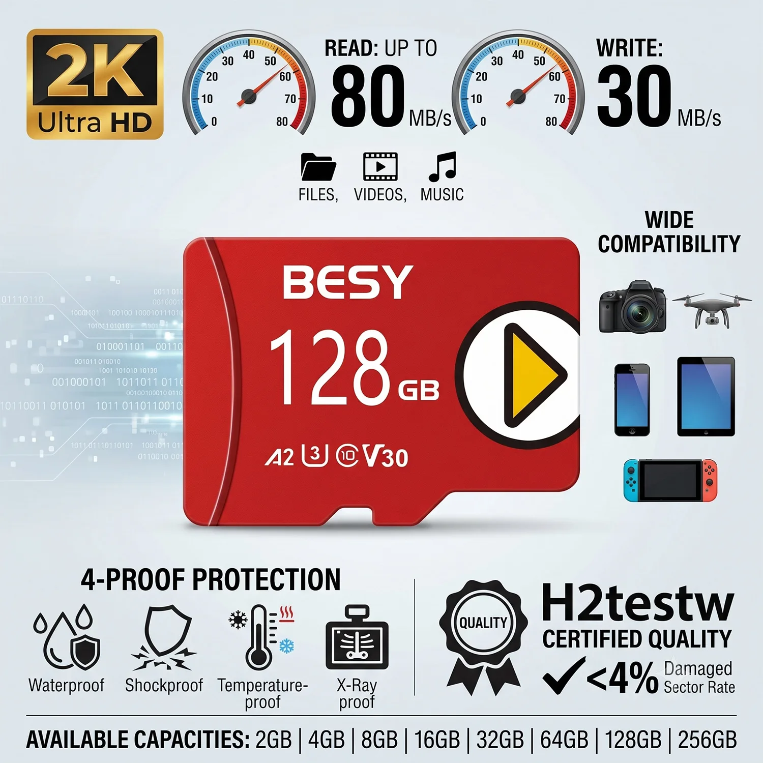 V30 A2 새로운 스타일 128GB 메모리 TF 카드 64GB 미니 SD 카드 용량 32GB U3 256GB 마이크로 TF/SD 32GB Class10 카드 256GB