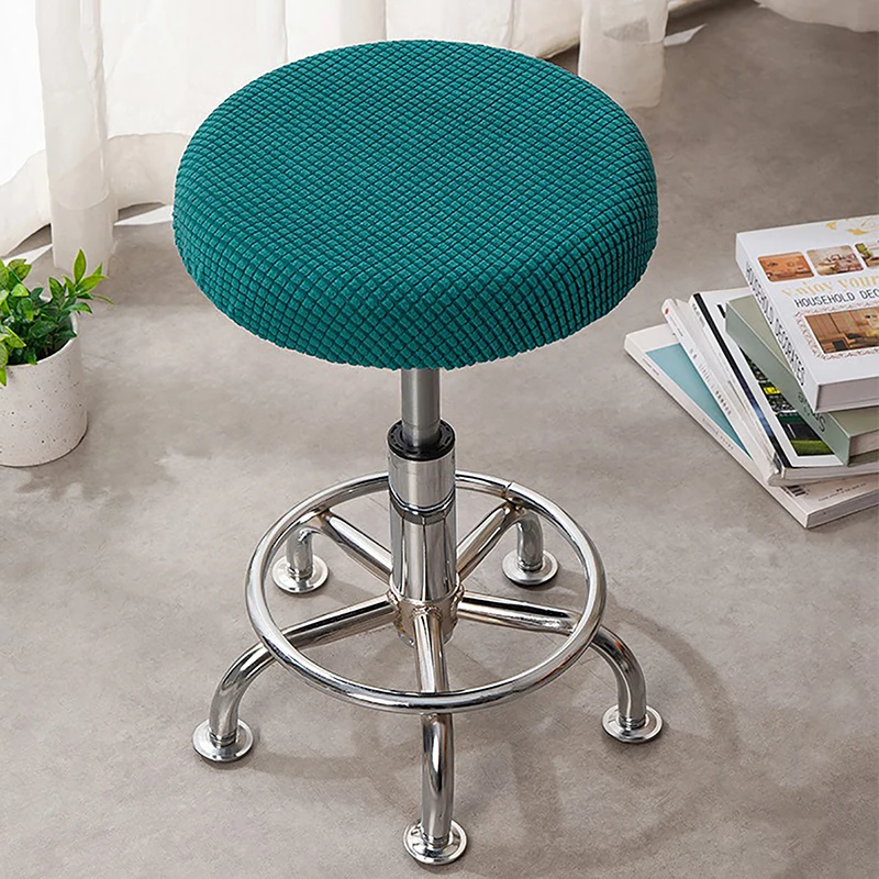 Plush Polar Fleece Round Bar Stool Slipcover - Removable & Washable Seat Cushion Protector