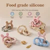 1Pcs Baby Silicone Teether Ring BPA Free Rattles Bracelet Food Grade Newborn Baby Accessories Cartoon Silicone Teething Toys 2