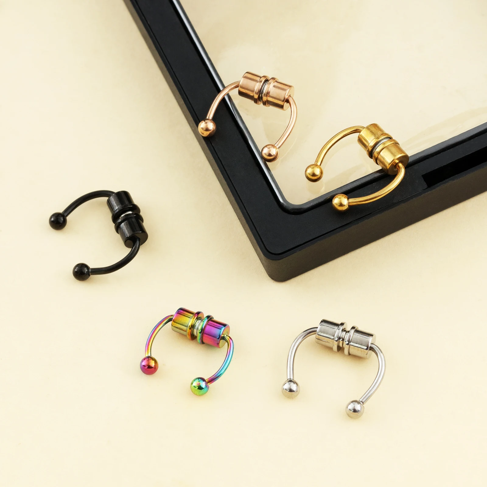 Stainless Steel Fake Piercing Magnetic False Nose Ring Nose Clip Non-Piercing Pointed Cone Band Magnetic Punk Body Jewelry