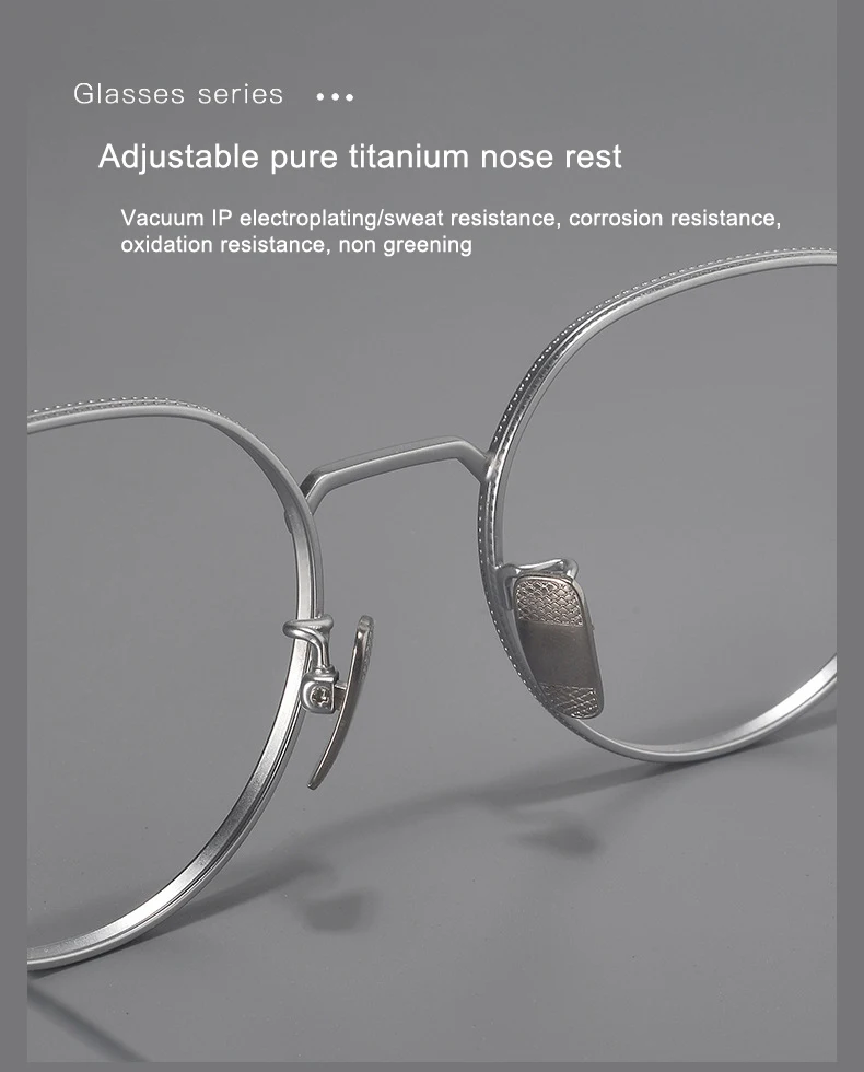 USA Marke Replik Reines Titan Brillen Luxus Runde Ultraleichte Brille Unregelmäßige Brille für Mann – Detail 8
