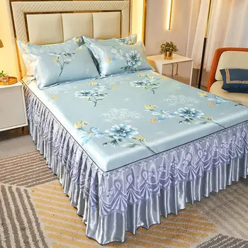 2/3 Pcs Bedding Set Home Classic Lace Bed Spreads Machine Washable Bed Sheets Pillowcases with Elastic Band for Queen King Size - Image 6