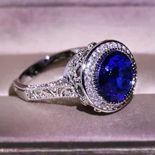 

Blue Sapphire Bizuteria Jewelry 925 Silver Sterling Ring for Unisex Anillos De Silver 925 Jewelry Setting Wedding Band Ring Anel