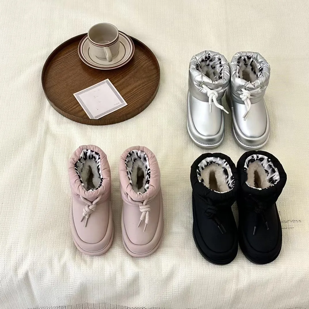 

2023 Brand Warm Girls Pink Sliver Black Snow Wear shoes Boots shoes 3 4 6 8 10 12Years