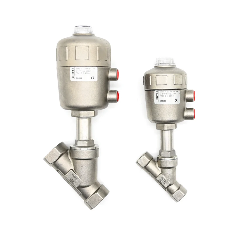 JTAIV 2/2 Way Piston Operated valve Water Air Oil Double Acting Pneumatic threaded angle seat valve Stainless steel