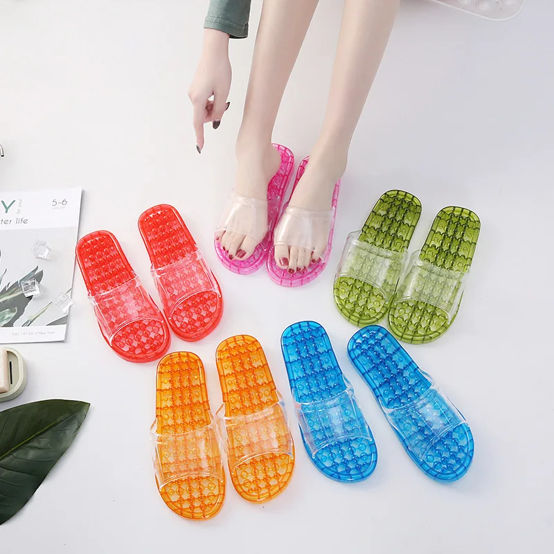 Unisex Couple Summer Breathable Massage Slippers Hollow Quick-Dry Bath Shower Lightweight Non-Slip Plastic Indoor Sandals 슬리퍼