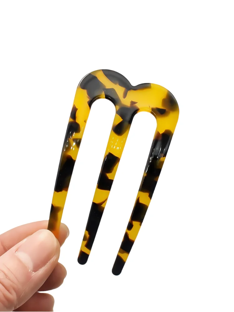 2 Stück Mehrfarbige U-förmige Haarnadeln aus Acetat für Damen, Chinesischer Stil, Französische Niedrige Dutt-Haarnadel, Muttertagsgeschenk – Detail 2