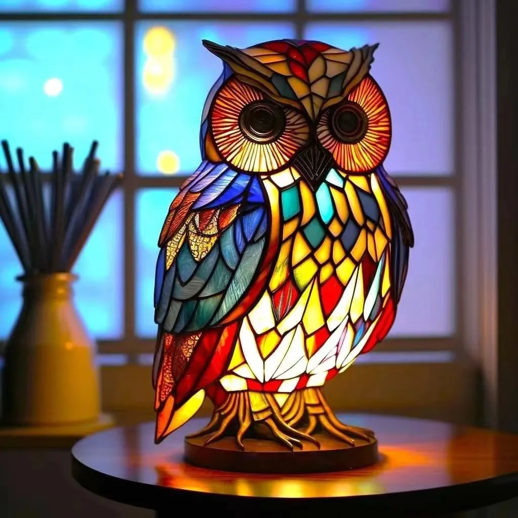 

Retro Owl Sculptures & Figurines For Room Decoration Resin Animal Desktop Ornament Table Lamp Statue Home Decor New year Gift
