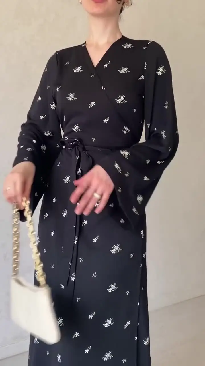 Printed Bandage Elegant Maxi Dress For Women V-Neck Patchwork Fashion High Waist Lace-Up Party Looks Long Dress 2025 New