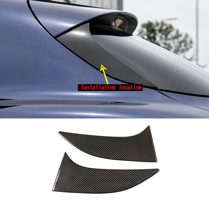 

For Alfa Romeo Stelvio 2017-2020 Real Carbon Fiber Car Tail Door Triangle Decorative Panel cover Trim Stickers Car Accessories
