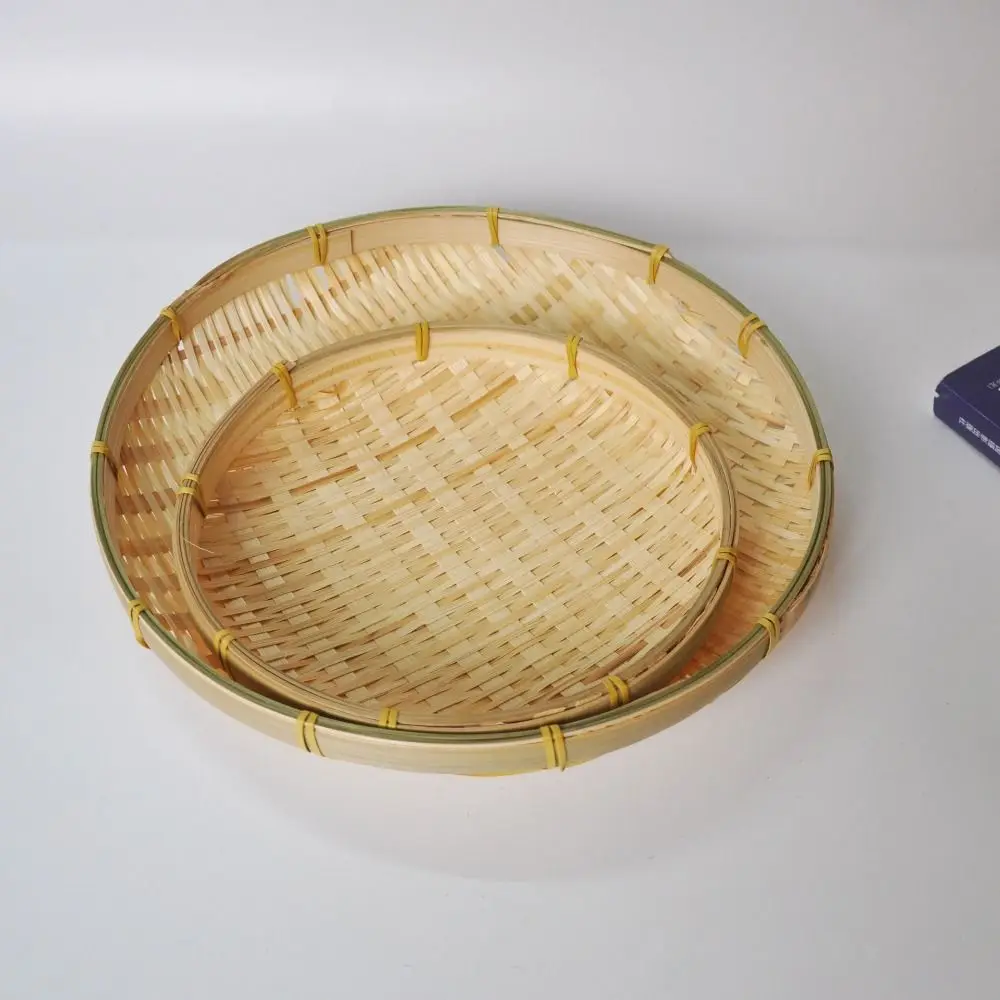 Woven Bamboo Tray Basket Wicker Bread Basket Handmade Bamboo Woven Basket Tray 4
